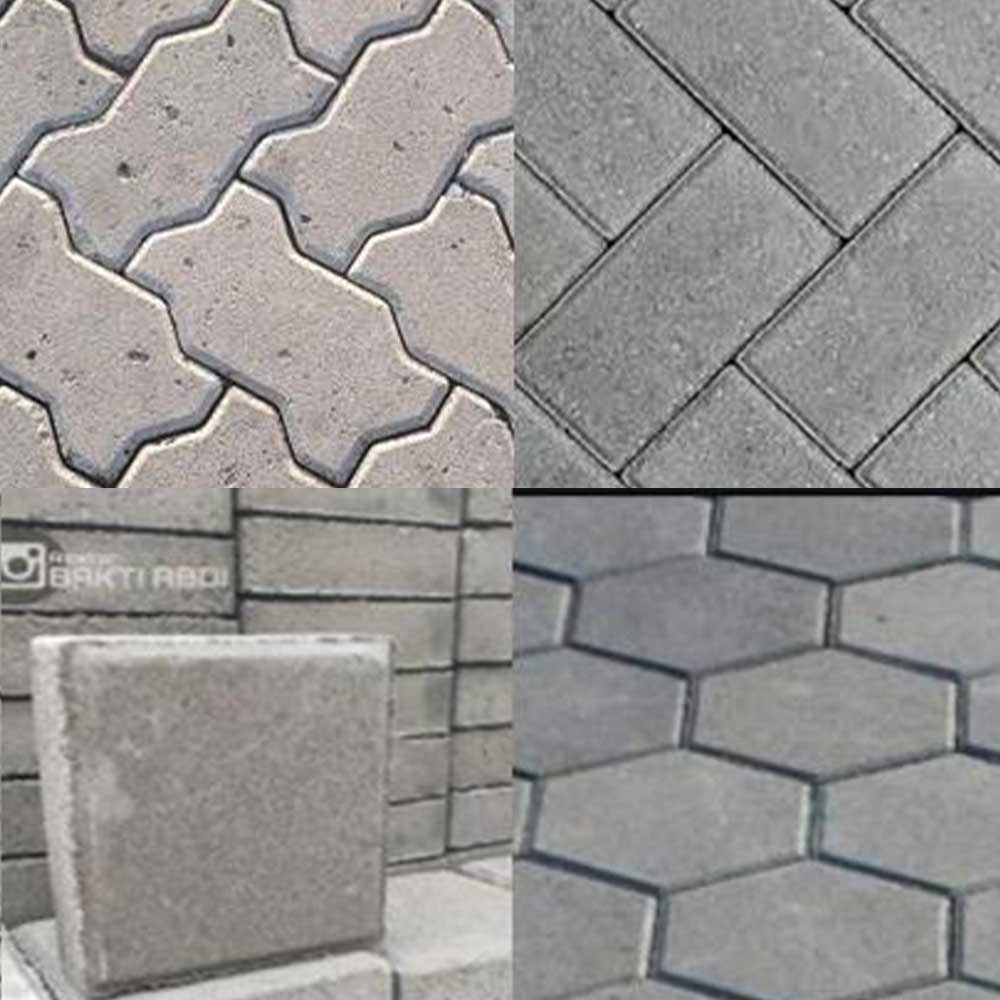Paving block + pasir (kotak, hexagon, persegi panjang)
