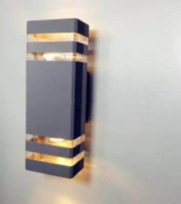 Paket Lampu taman dinding (lampu tegak, bohlam, kabel, solasi bakar, isolasi hitam, pipa kabel, kabel outdoor ±10 m, aksesoris) t:40 cm