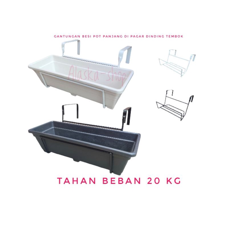 Pot panjang plastik + Gantungan besi